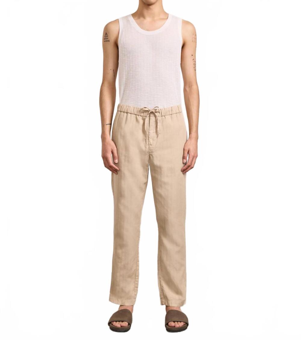 NEW FRESCOBAL CARIOCA oscar slim fit herringbone trousers in stone beige